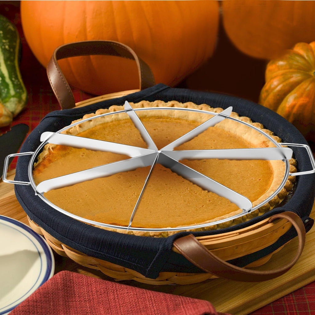 Ziliny 3 Pieces 8-cut, 7-cut and 6-cut Pie Cutter 10.6 Inches Diameter Stainless Steel Pie Slicer Rust Proof Cake Divider with Side Handle Pie Cutter Press for Commercial Home