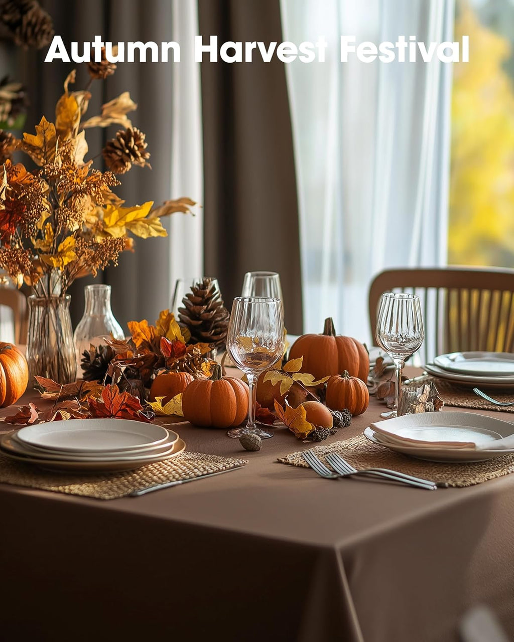 Pureegg Disposable Plastic Table Cloths - 10 Pack, 54 x 108 Inch, Sturdy & Leakproof for Fall Parties