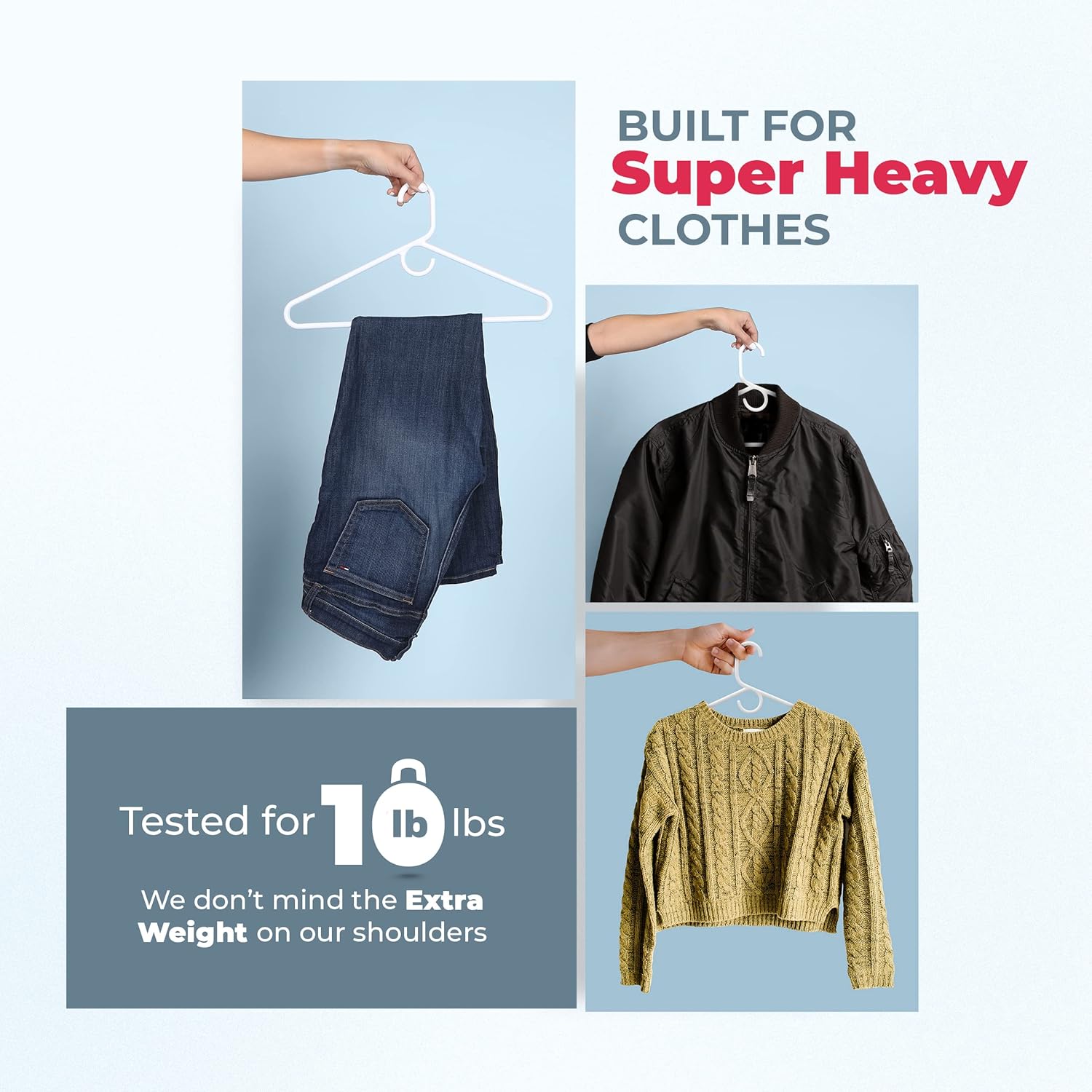Neaties Super Heavy Duty Clothes Hangers - 18 Pack | 10lb Capacity Thick Plastic for Pants, Coats & Jackets - Blue
