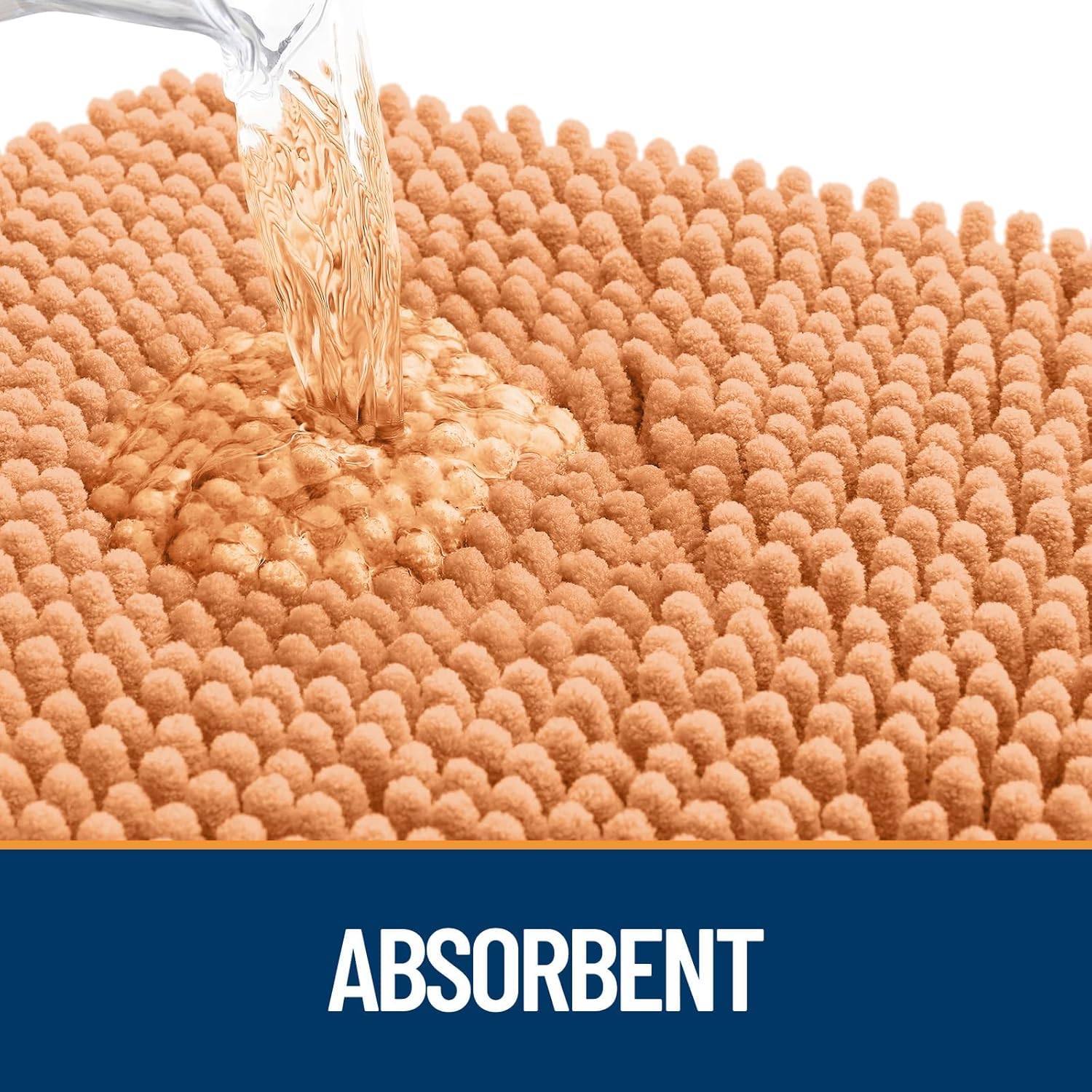 OLANLY Dog Door Mat - Absorbent Non-Slip Chenille for Muddy Paws | 47x20 Inches, Quick Dry, Orange