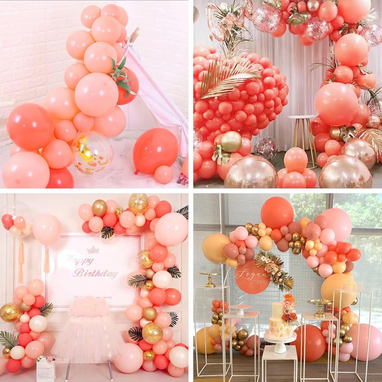 PartyWoo Coral Balloons - 140-Piece Latex Balloon Arch Kit | Various Sizes for Weddings & Parties