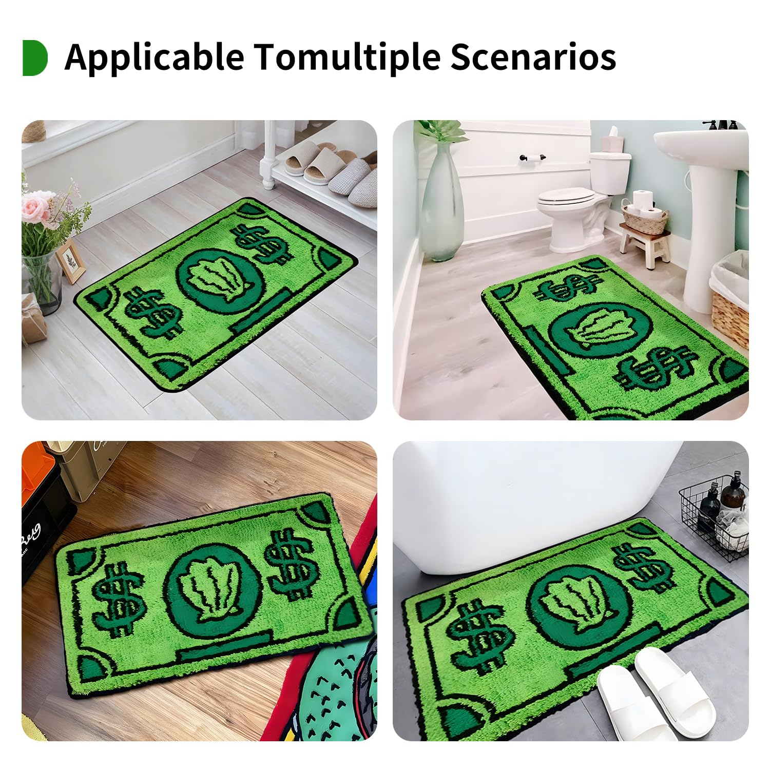 Yeahjiae Cute Money Rug 3x2 Non-Slip Machine Washable Cool Cartoon Bedroom Rug for Bathroom, Living Room, Front Door, Playroom (35.5 * 23.6 inch)
