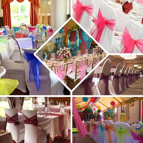 Elegant Organza Chair Sashes - Sheer Fabric for Weddings & Events | Pack of 10, Baby Pink