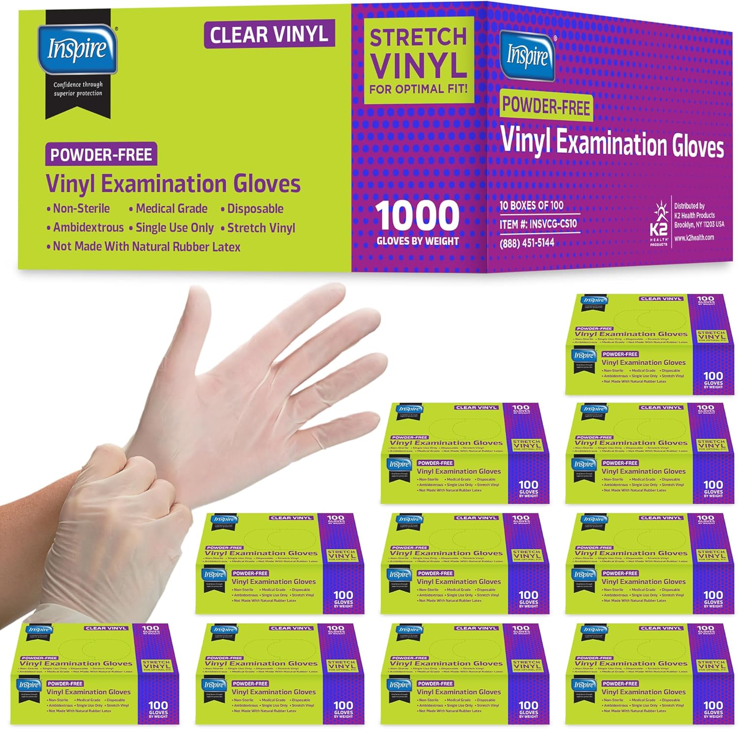 Regine Switzerland Clear Vinyl Disposable Gloves - Latex-Free for Cleaning & Food Prep