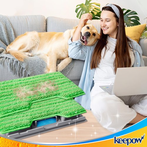 KEEPOW Reusable Mop Pads Refills, Mop Replacement Pads Compatible with Shark Vac Mop VM252 VM200 VC205 VM250 /QM250 VM190 VM200P12, Hardwood Floor Mop Pad with Upgraded Dirt Chamber (1+2+3 Pads)