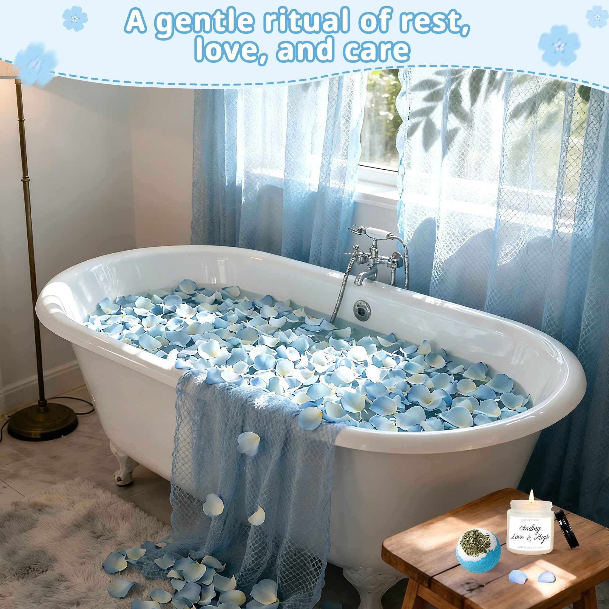 EccoDen Self Care Gifts for Women, Get Well Gifts, Thinking of You Gift, Spa Baskets, Blue Birthday Gift for Women, Mom, Wife, Sister, Best Friend