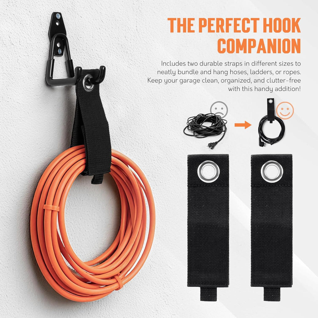 TONDA Heavy-Duty Garage Hooks - 20 Pack Wall Storage Solution for Bikes, Ladders, and Tools | Black