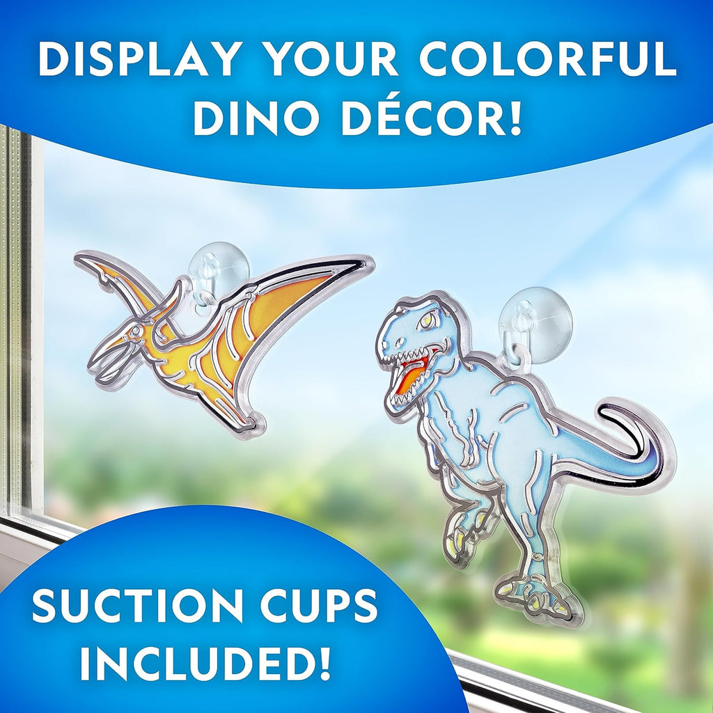 National Geographic Kids Stained Glass Kit - Glow in The Dark Dinosaur Crafts for Ages 4-8 | Window Art Set