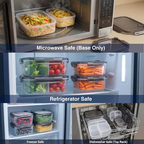 Compartmentalized Airtight Food Storage Containers by [Brand Name] - BPA-Free, Vented Lids, 5-Pack (5.5 Cups Each) for Meal Prep
