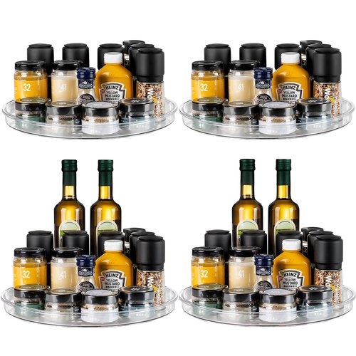 vacane 4 Pack Turntable Organizer Non-Skid, Large 13" Cabinet Lazy Susan Clear Turntable Organizer for Pantry Lazy Susan Organizer, Storage Containers for Kitchen, Countertop
