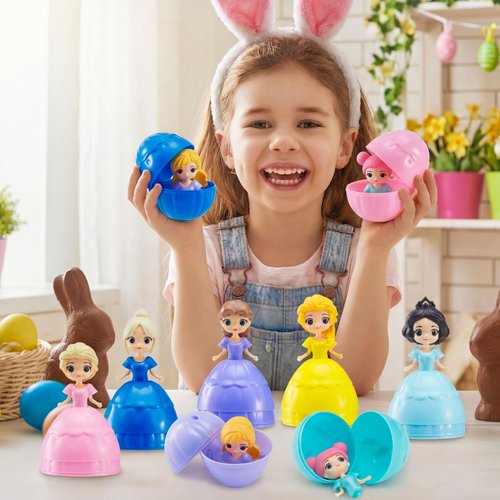 JOYIN 12 Pcs Prefilled Easter Egg Princesses Toys, Surprise Egg Shell Reveals Princess Doll, Easter Eggs for Easter Eggs Hunt, Easter Basket Stuffers, Party Favor, Classroom Prize Supplies