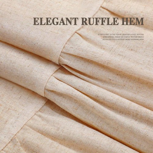 XOGUIBO Farmhouse Shower Curtain with Ruffle Hem Linen Beige Shower Curtains for Bathroom Boho Country Rustic Natural Fabric, 72" W x 72" L
