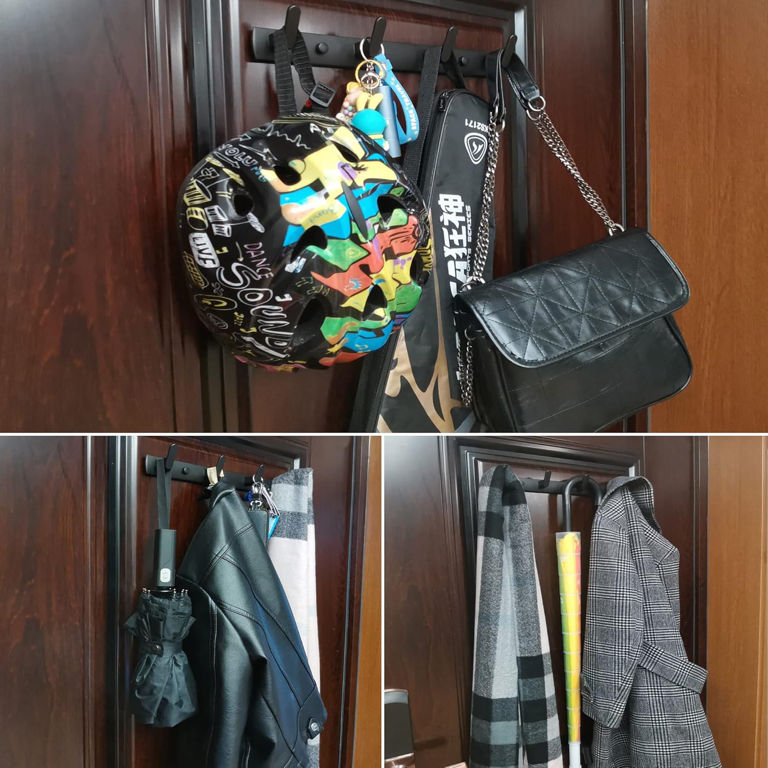 ULIBERMAGNET Heavy-Duty Magnetic Hooks - Strong Rubber Hangers for Coats, Towels & Bags | Matte Black (4 Hooks)