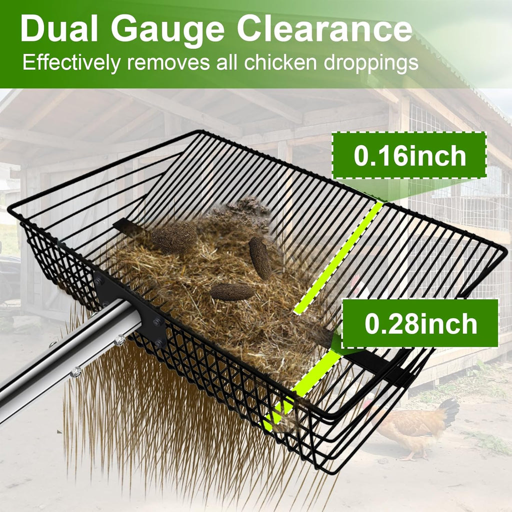 Skiennix Chicken Poop Scooper - 12-Inch Heavy Duty Litter Shovel with Stainless Steel Handle | 4-in-1 Design