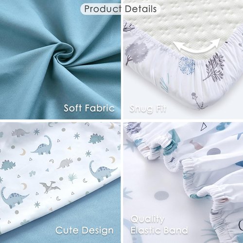 Angelbliss Bassinet Sheets - Ultra Soft & Skin-Friendly 33"x20" Fitted Sheets | 4 Pack for Boys & Girls