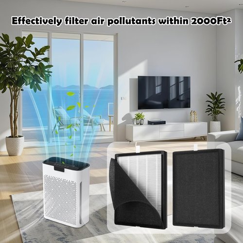 VIEWALL 2 Pack KJ190L Replacement Filters Compatible with MOOKA KJ190L Air Cleaner Purifiers, 3-in-1 H13 True HEPA, High-Efficiency Activated Carbon Filters