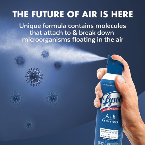 Lysol Air Sanitizer Spray - Bacterial Odor Eliminator for Home & Office | White Linen Scent, 10 oz (Pack of 3)
