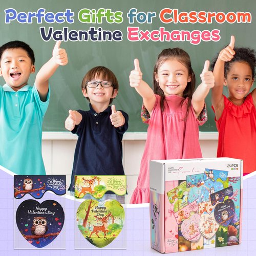 24 Packs Valentines Cards for Kids Classroom with Heart Jigsaw Puzzle Set,Valentines Day Gifts for Kids School,Classroom Must Haves Exchange Prizes Valentines Party Favors for Him Her Boys and Girls