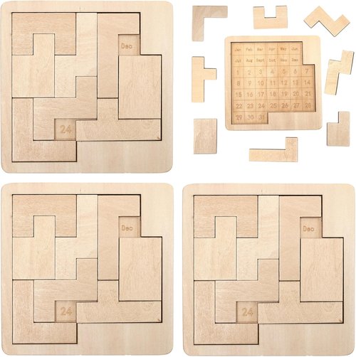 Daily Calendar Puzzle - 365+ Logic Challenges for Adults | Wooden Office Puzzles (3 Pack)