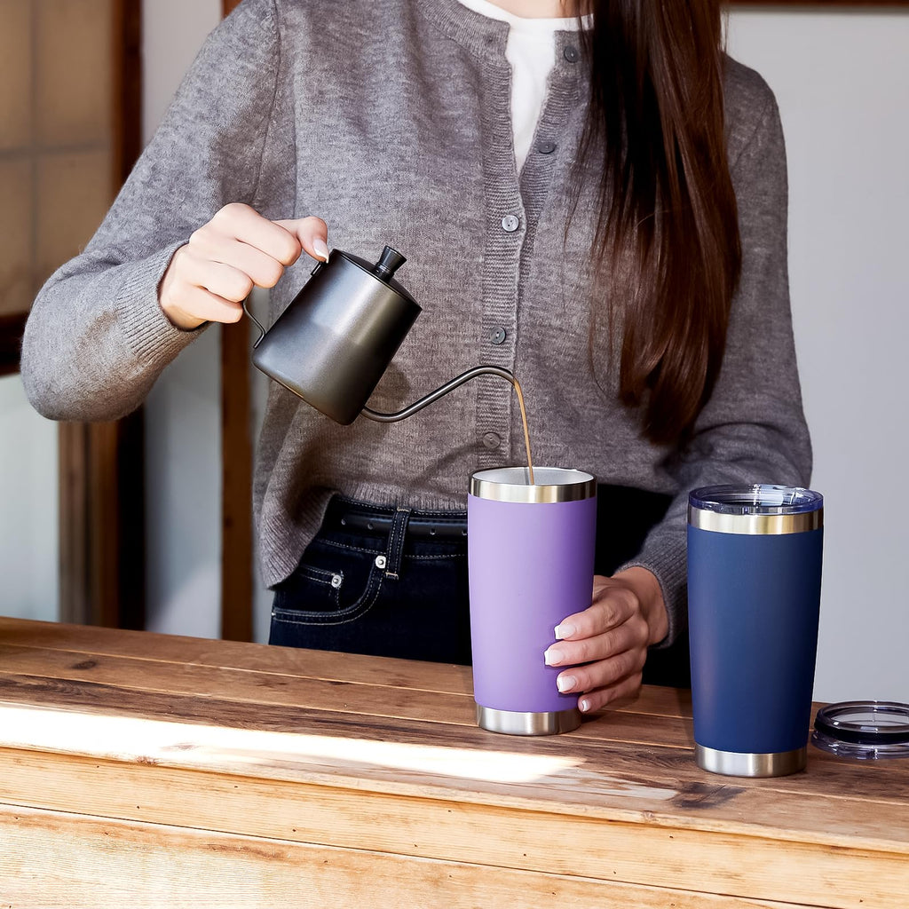 MEWAY 20oz Tumbler 8 Pack Double Wall Vacuum Insulated Travel Mug Bulk, Mix Color Stainless Steel Tumblers with Lid and Straw, Durable Powder Coated Coffee Cups for Cold & Hot Drinks（Mix Color, 8