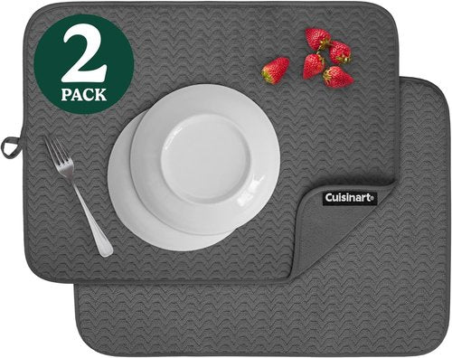 Cuisinart Dish Drying Mats - Ultra Absorbent XL 18" x 24" Geostripe | Foldable & Machine Washable