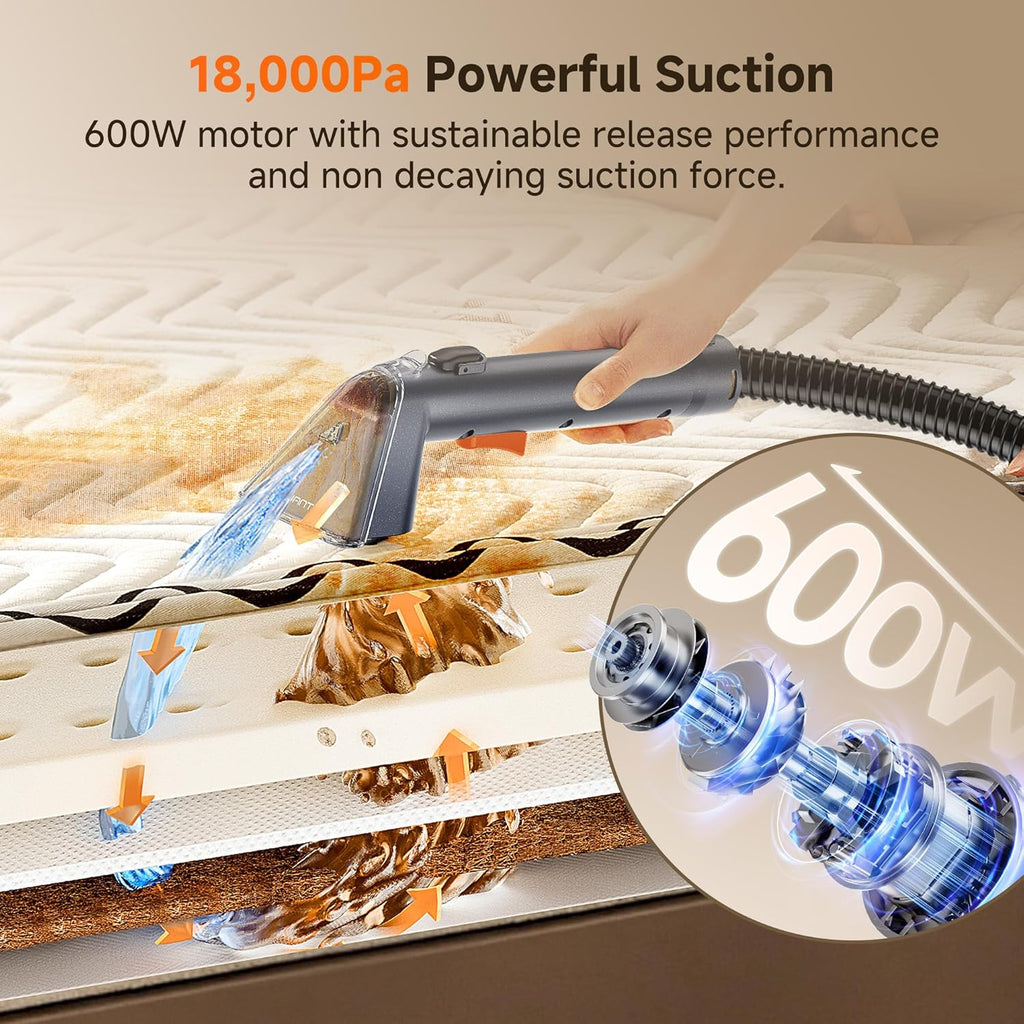 Uwant Portable Carpet Cleaner - 18Kpa Deep Cleaning Machine for Cars & Pets | Includes Self-Cleaning Tool