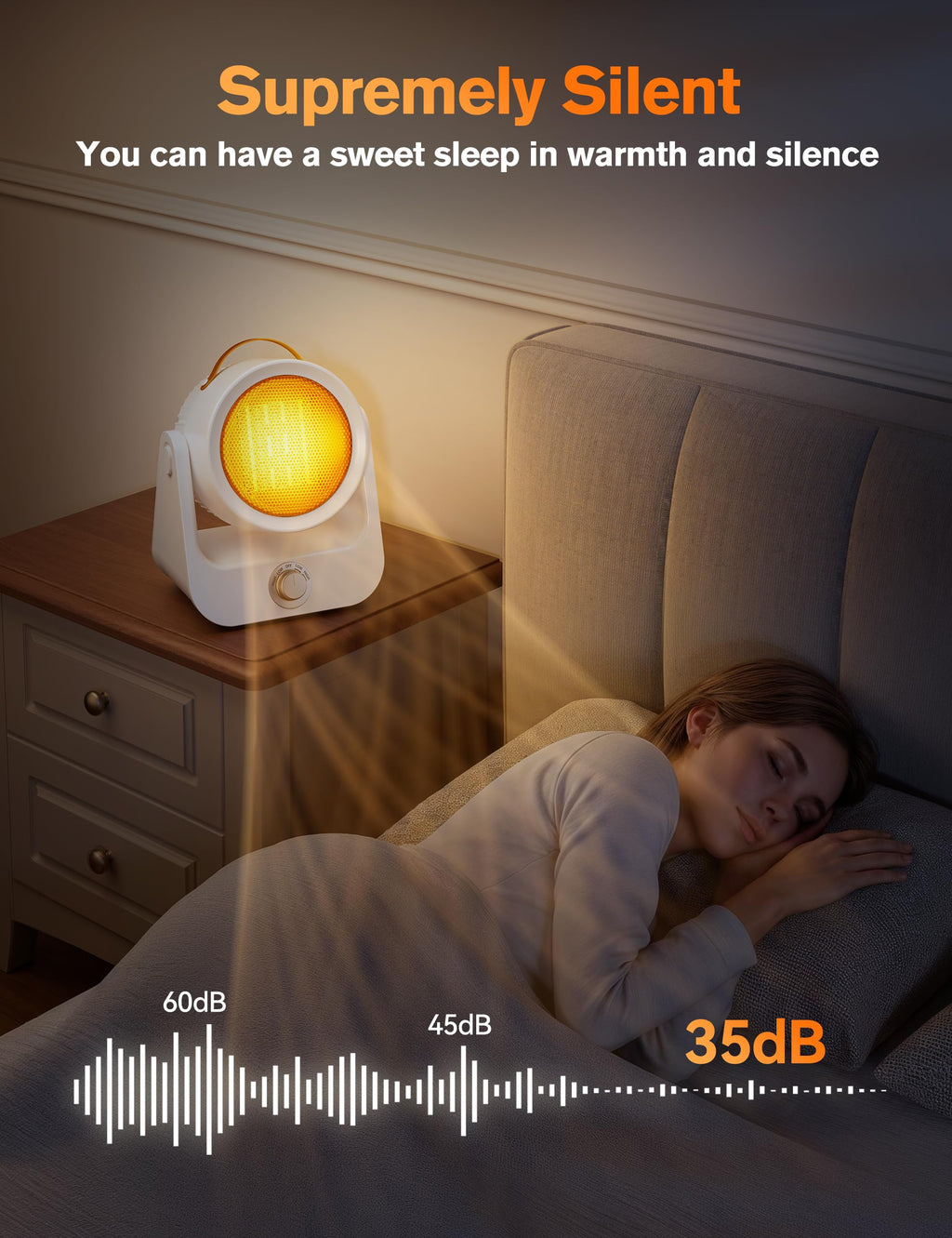 Electric Space Heaters For Indoor Use, 100°unlimited Oscillating, 2S Instant Heating, 1500WPTC Ceramic Electric Patio Heaters For HomeOffice, Tip-Over & Overheat Protection, 2 Heating Modes, SnowWhite