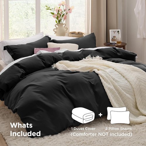 Bedsure Black Duvet Cover Set - Extra Soft King Size Bedding, 3 Pieces with Zipper Closure, 104x90 Inches