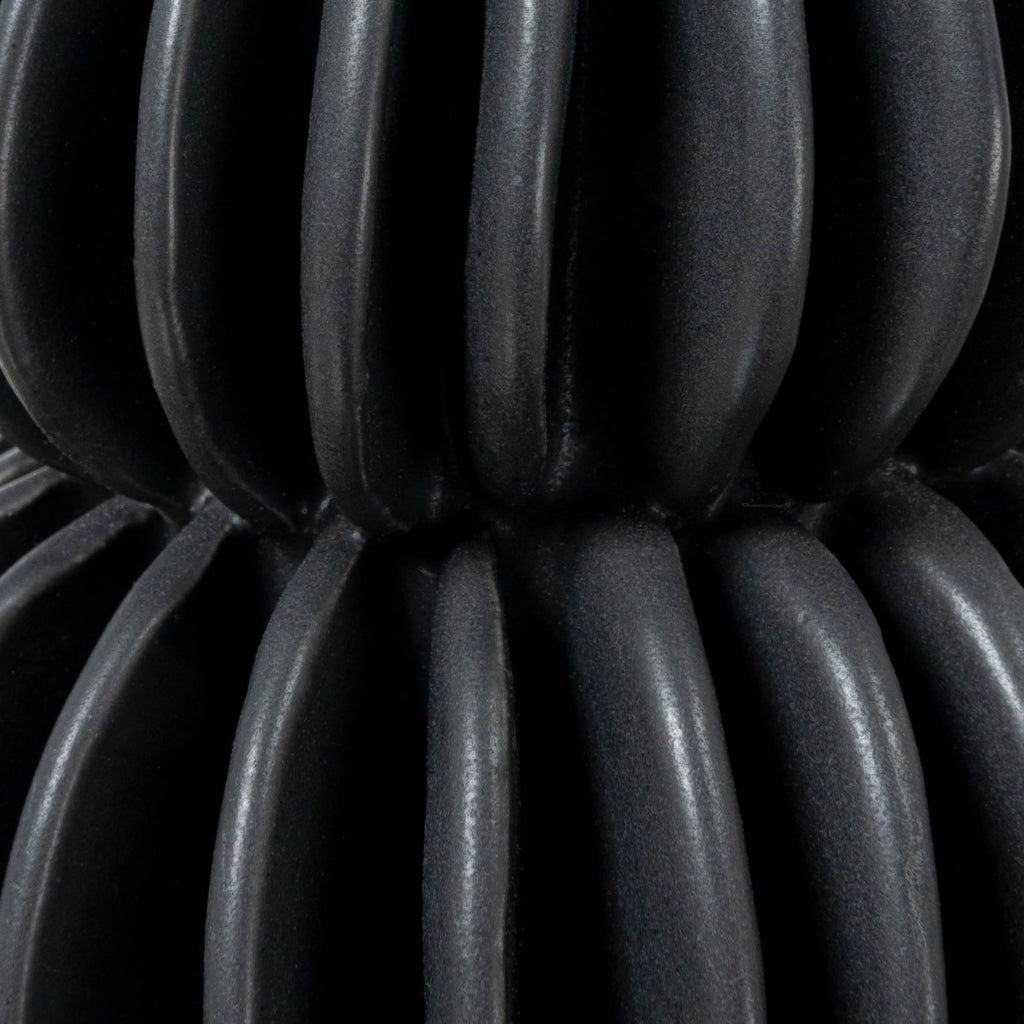 Bloomingville Decorative Pleated Stoneware Vase, Black