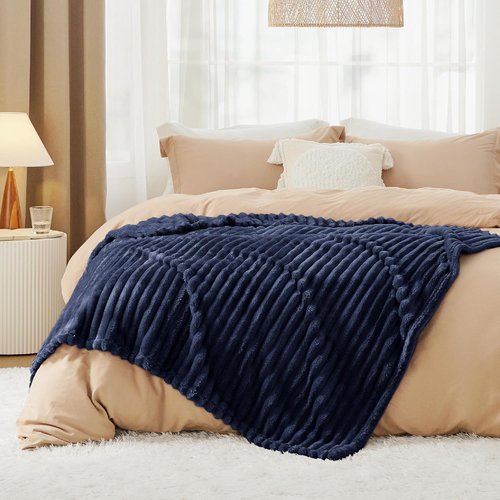 Bedsure GentleSoft Fleece Blanket - Cozy Navy Blue Throw for Couch, Perfect Size 60x80 Inches