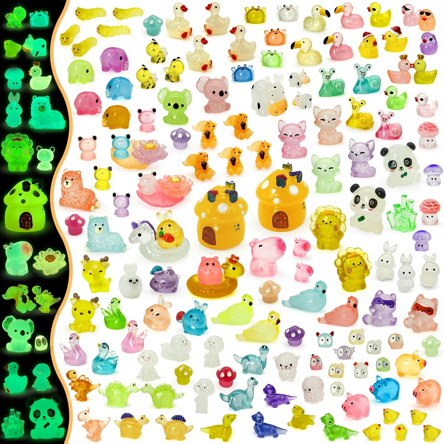 Tardigrade Mini Resin Animals - 150 Pcs Luminous Tiny Figures | 48 Types for Garden Decor
