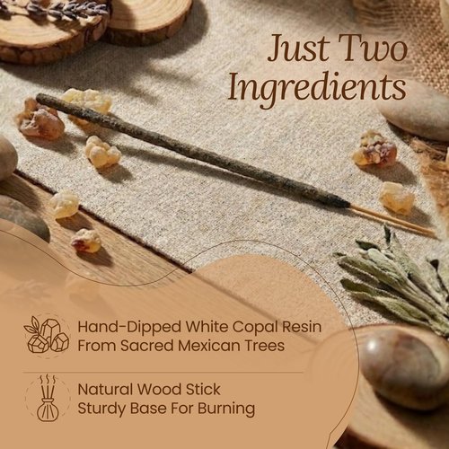 Amae INCENSE Mexican Copal Incense Sticks, Traditional Sacred Resin, 20 Sticks, White Copal Incense.