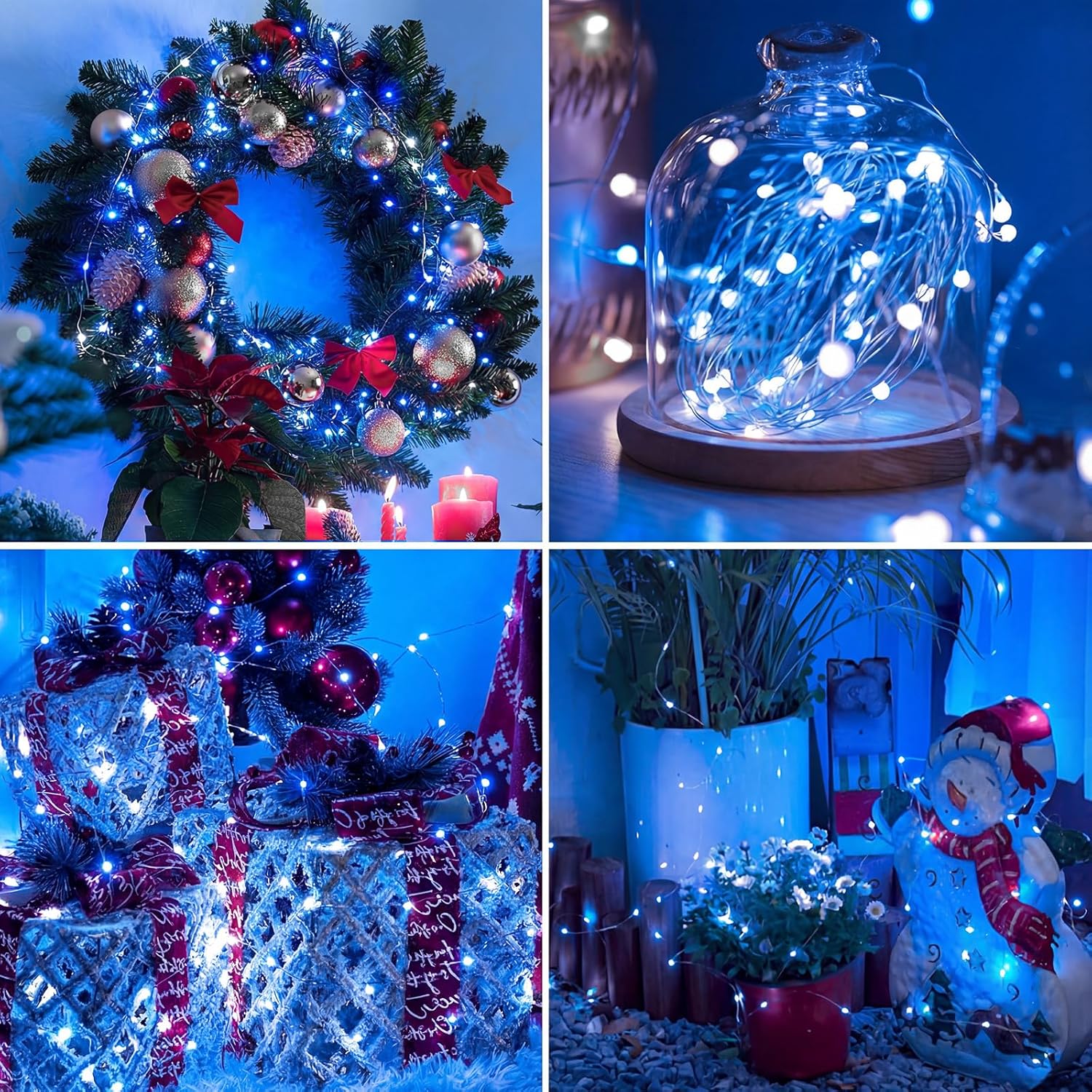 Skiennix 12 Pack Fairy Lights - 7ft Battery Operated Twinkle Lights, Waterproof for Mason Jars & DIY Decor | Blue & White