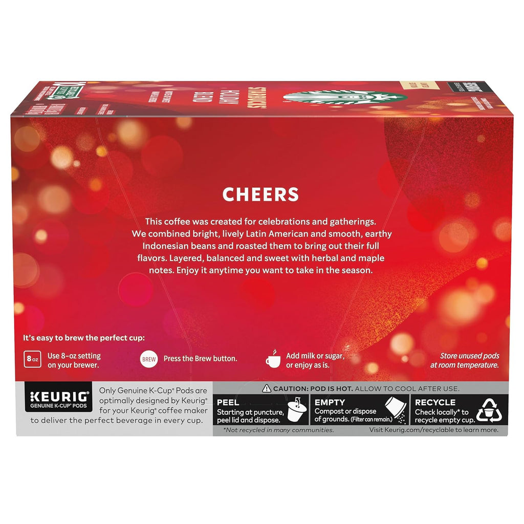 Starbucks K-Cup Coffee Pods - Medium Roast Holiday Blend | 100% Arabica, Limited Edition (10 Pods)