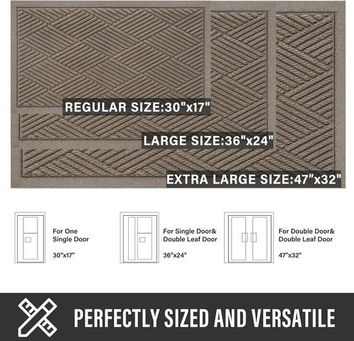 HIYARD Sturdy Front Door Mat - Absorbent, Non-Slip Rubber Backing | Low Profile, 30x17, Beige