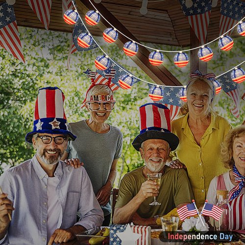 Romasaty 4th of July Decorations Lights, 8.5Ft American Flag Lantern String Lights with 10 Lantern Lights, Plug in Patriotic Light for Indoor Independence Day Party Memorial Day