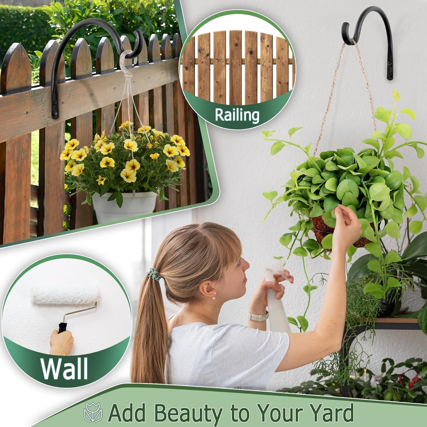 Qiang Ni Hanging Plant Bracket Hooks - 5.5 Inch Rust-Resistant Wall Planters | 2 Piece Set for Outdoor Decor