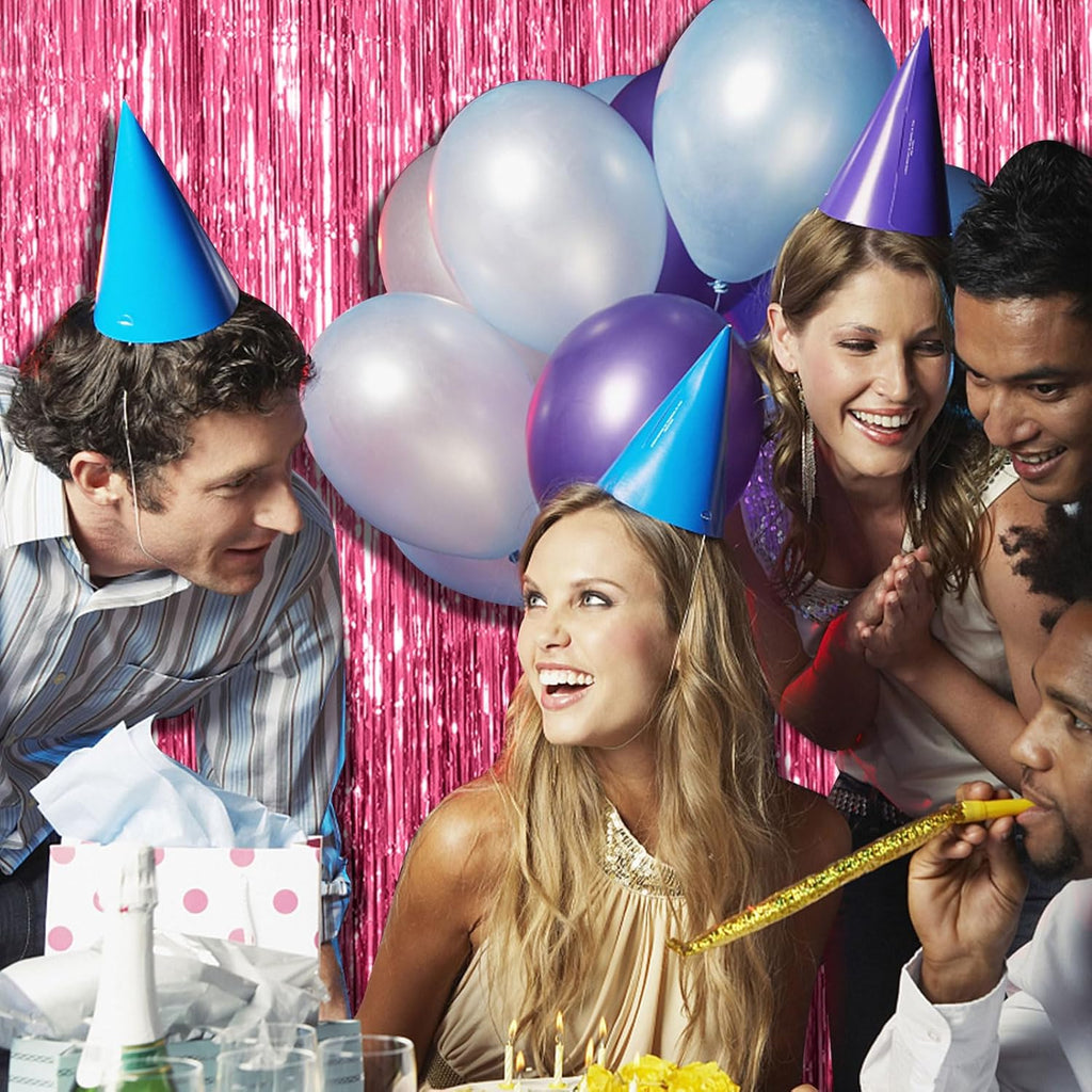 Skiennix 20 Pack Pink Backdrop Decorations - Tinsel Curtain Party Foil Fringe for Birthday & Graduation