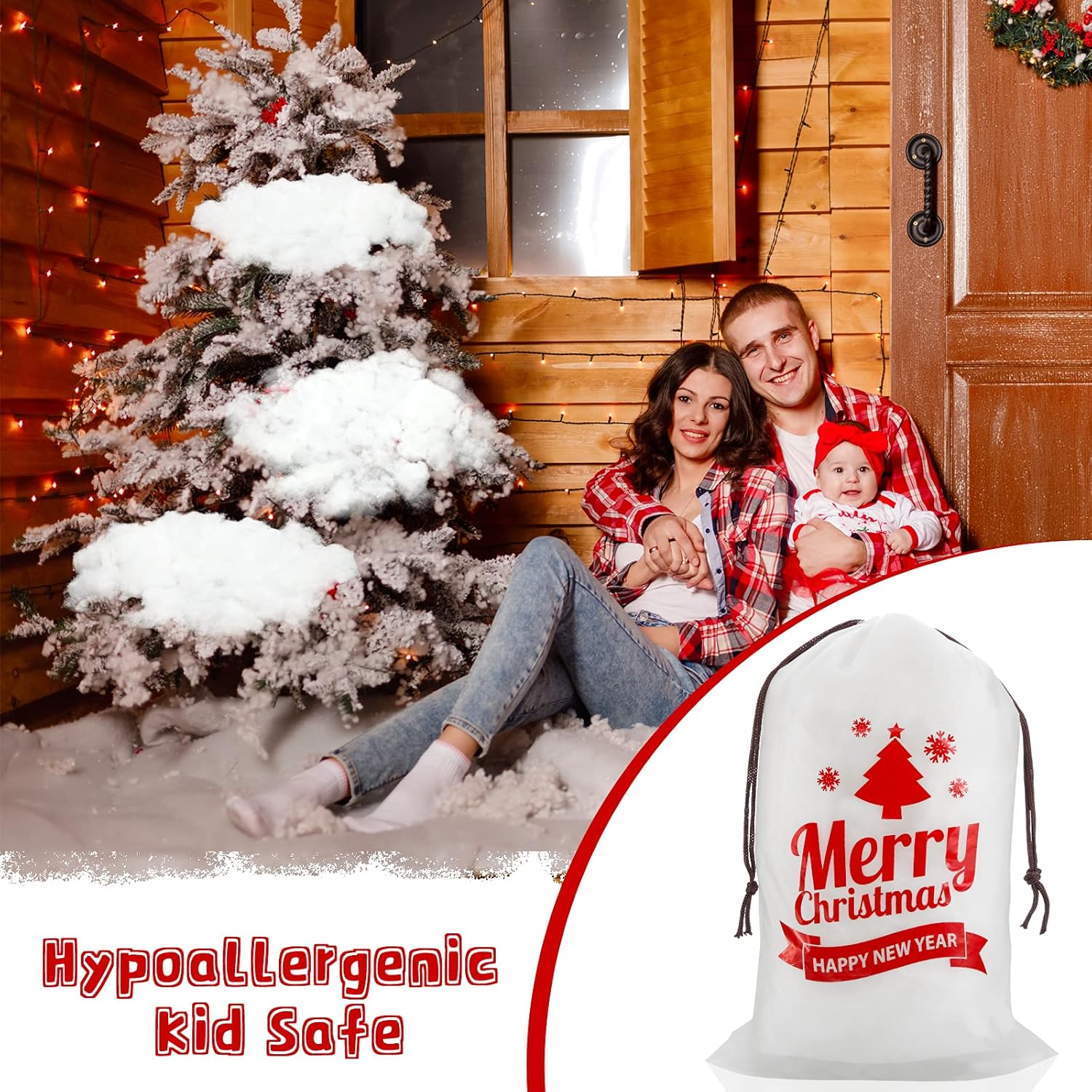 Shappy Christmas Fake Snow Decor - Fluffy Artificial Snow Blanket for Indoor Winter Decorations