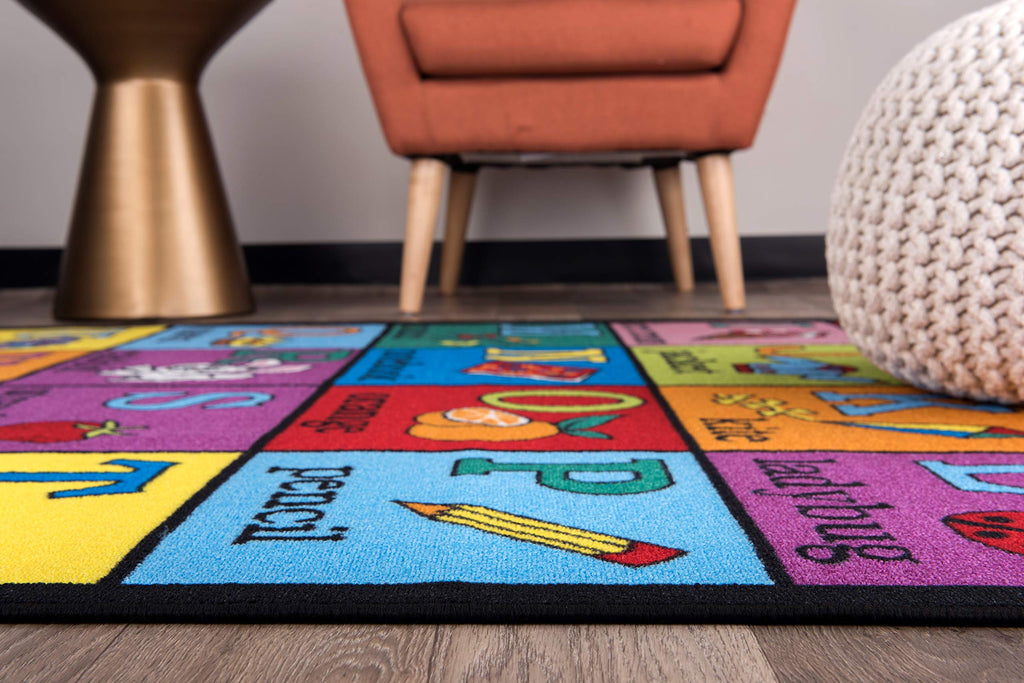 Rugshop Kids Educational Learning Alphabet Non Skid (Non Slip) Area Rug 3'3" x 4'7" Multi