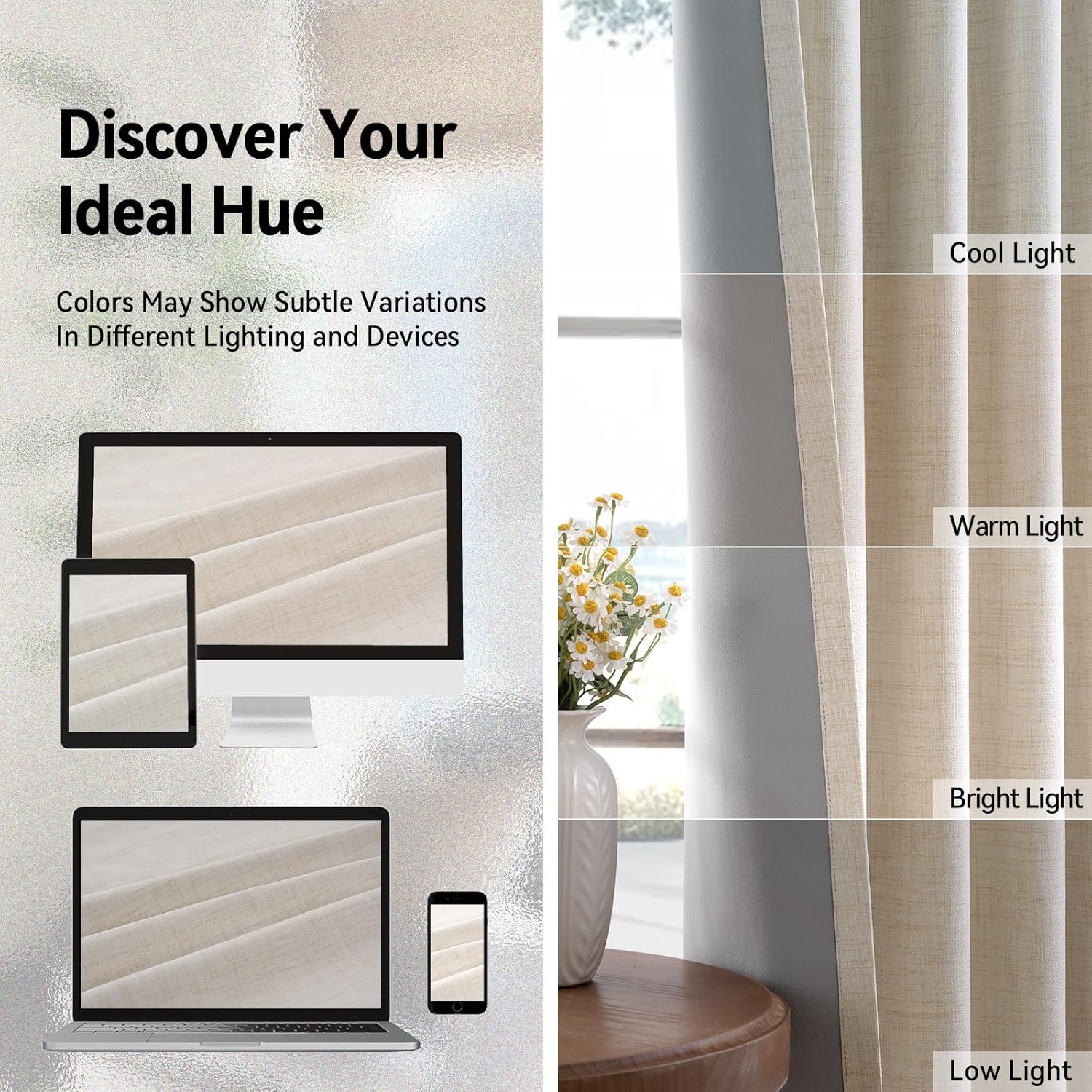 Skiennix 100% Blackout Linen Curtains - Thermal Insulated Drapes for Bedroom & Living Room | 50" W x 84" L, 2 Panels