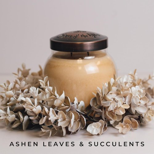 A Cheerful Giver Candle Ring - Ashen Leaves & Succulents | Fall Floral Decor