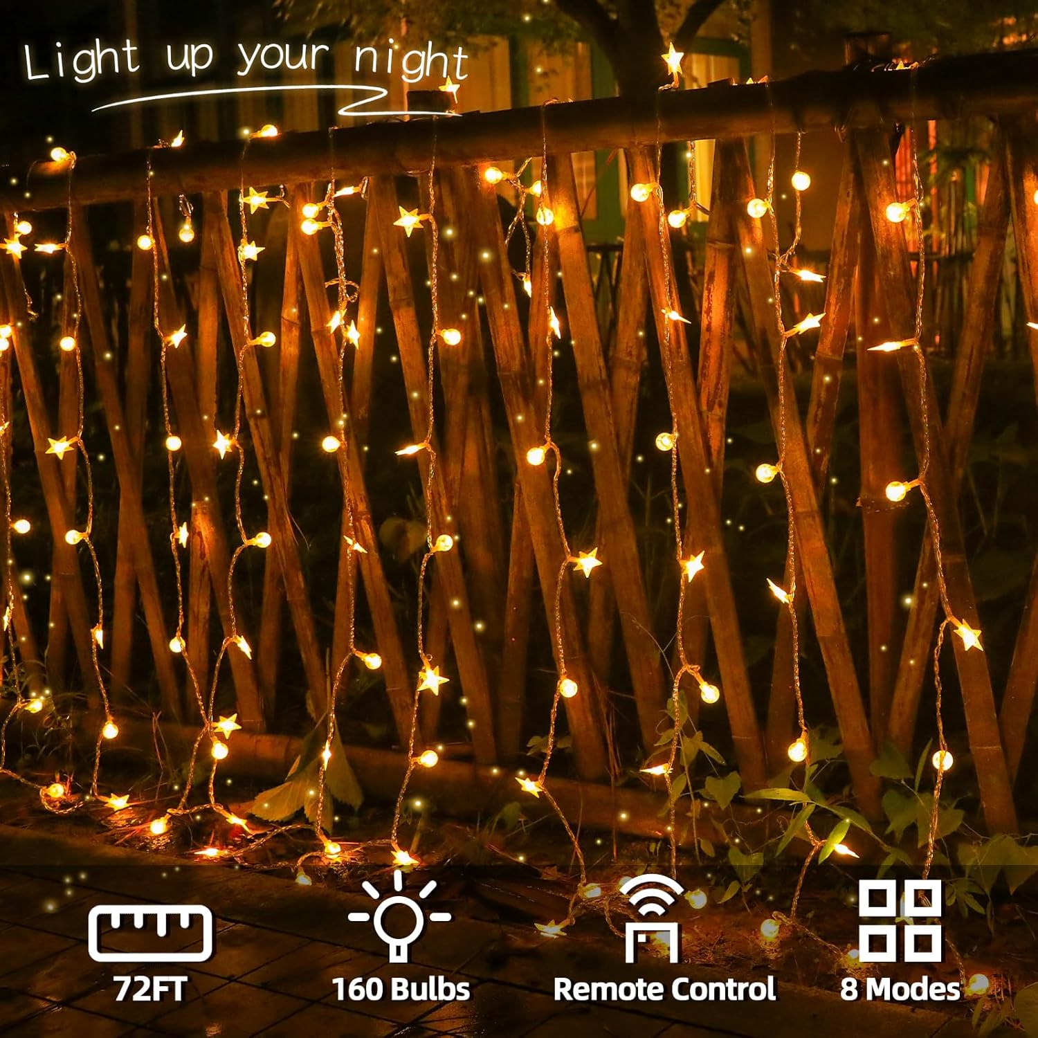 Skiennix Crystal Globe & Star String Lights - 72 FT 160 LED Waterproof Fairy Lights with Remote Control for Indoor/Outdoor Use
