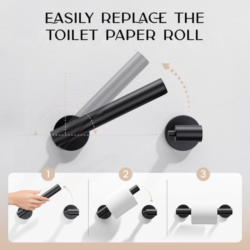 Day Moon™ Toilet Paper Holder - Modern Wall-Mounted Design - Classic Black - 1 Pack