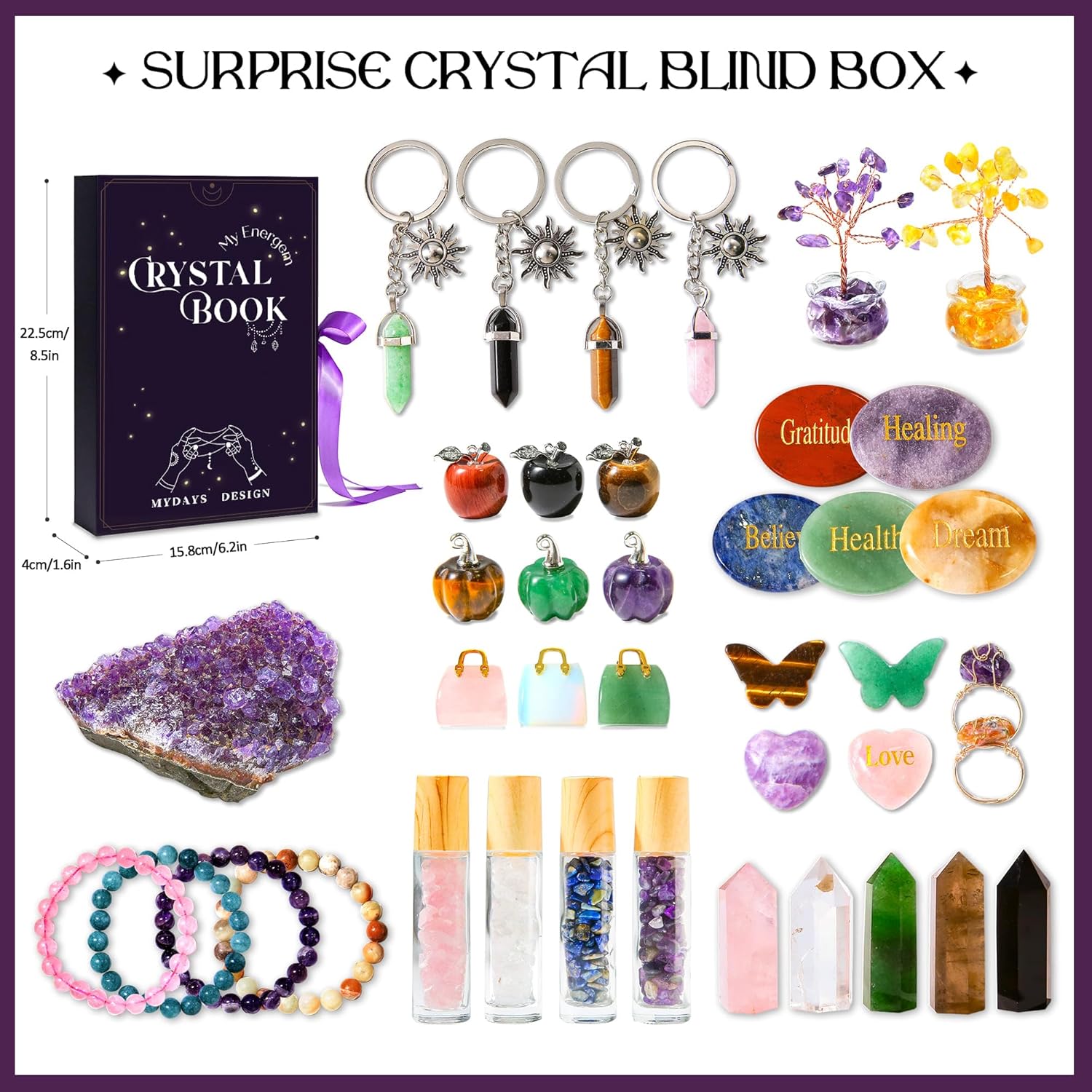 MYDAYS&DESIGN 2026 Crystal Advent Calendar - 12 Days of Zodiac Healing Crystals & Gemstones Gift Box for Women, Teens & Girls