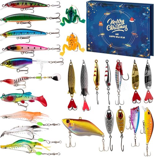 Fishing Advent Calendar 2026 - 24 Days of Premium Fishing Lures | Perfect Xmas Gift for Men & Teens