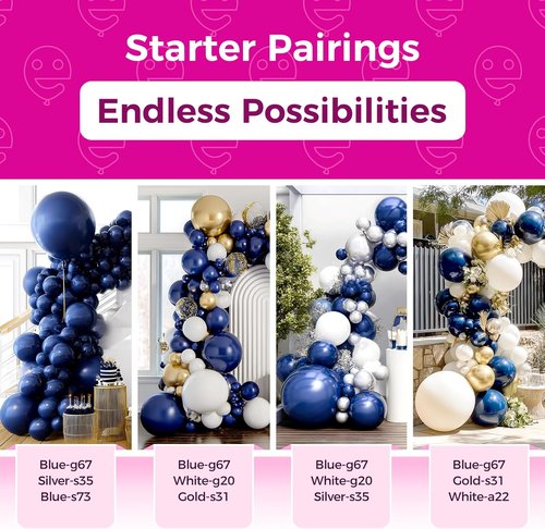 Bezente Navy Blue Latex Balloons - 100 Pack of 12-Inch Round Helium Balloons for Weddings, Graduations & Parties