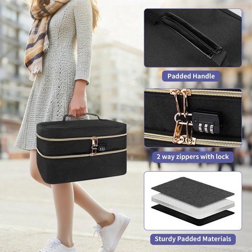 Adult Toy Storage Bag Lockable with 6 Pcs Drawstring Bags, Discreet Toy Gaming Storage Organizer Case, Private Toy Storage Bag Box for Women and Men