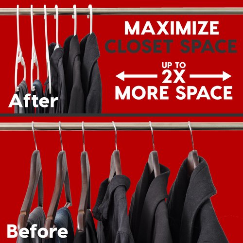 IRIS USA Lightweight Flexible Hangers 50 Pack, Made in USA, Plastic Clothes Hangers with Shoulder Grooves & Accessory Hooks, Dorm Apartment Essentials, Adult Hangers for Light Shirts Clothing, White