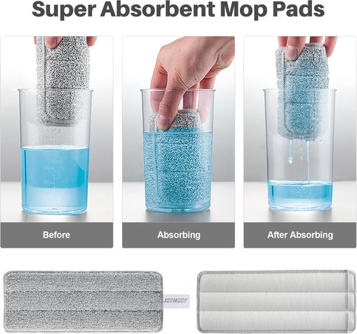 JOYMOOP Mop and Bucket Set - Hands-Free Flat Floor Cleaning System with 3 Washable Microfiber Pads